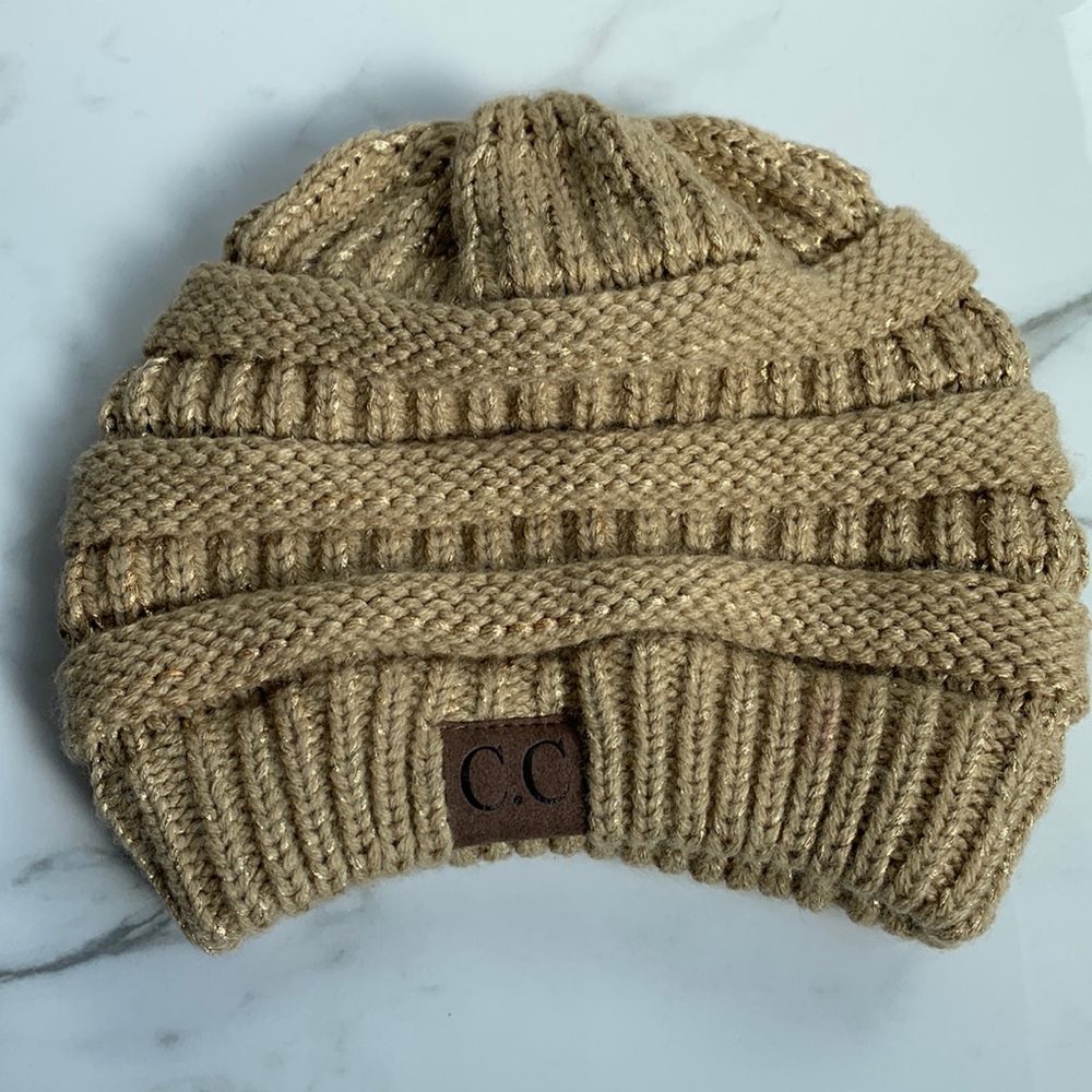 C.C Metallic Winter Beanie - Metallic Gold